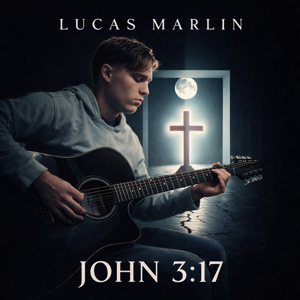 John 3:17 cover art with Lucas Marlin on acoustic guitar