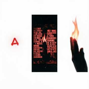 Alpha Conveyor artwork with a flame and a tall type panel