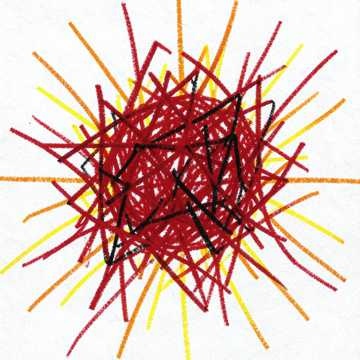 Red Words mark: a red and gold burst