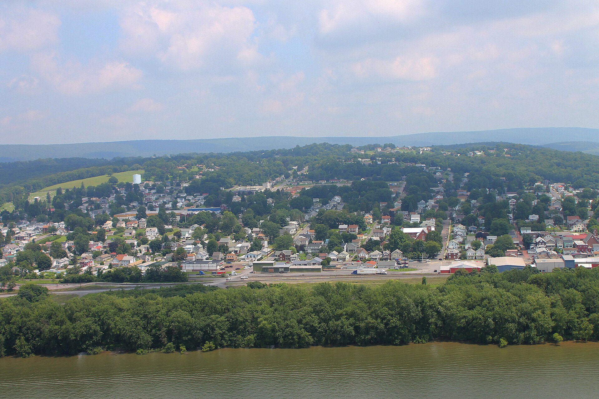 View of Northumberland Pennsylvania from across the Susquehanna