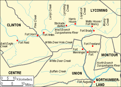 Map of the Big Runaway frontier evacuation along the Susquehanna