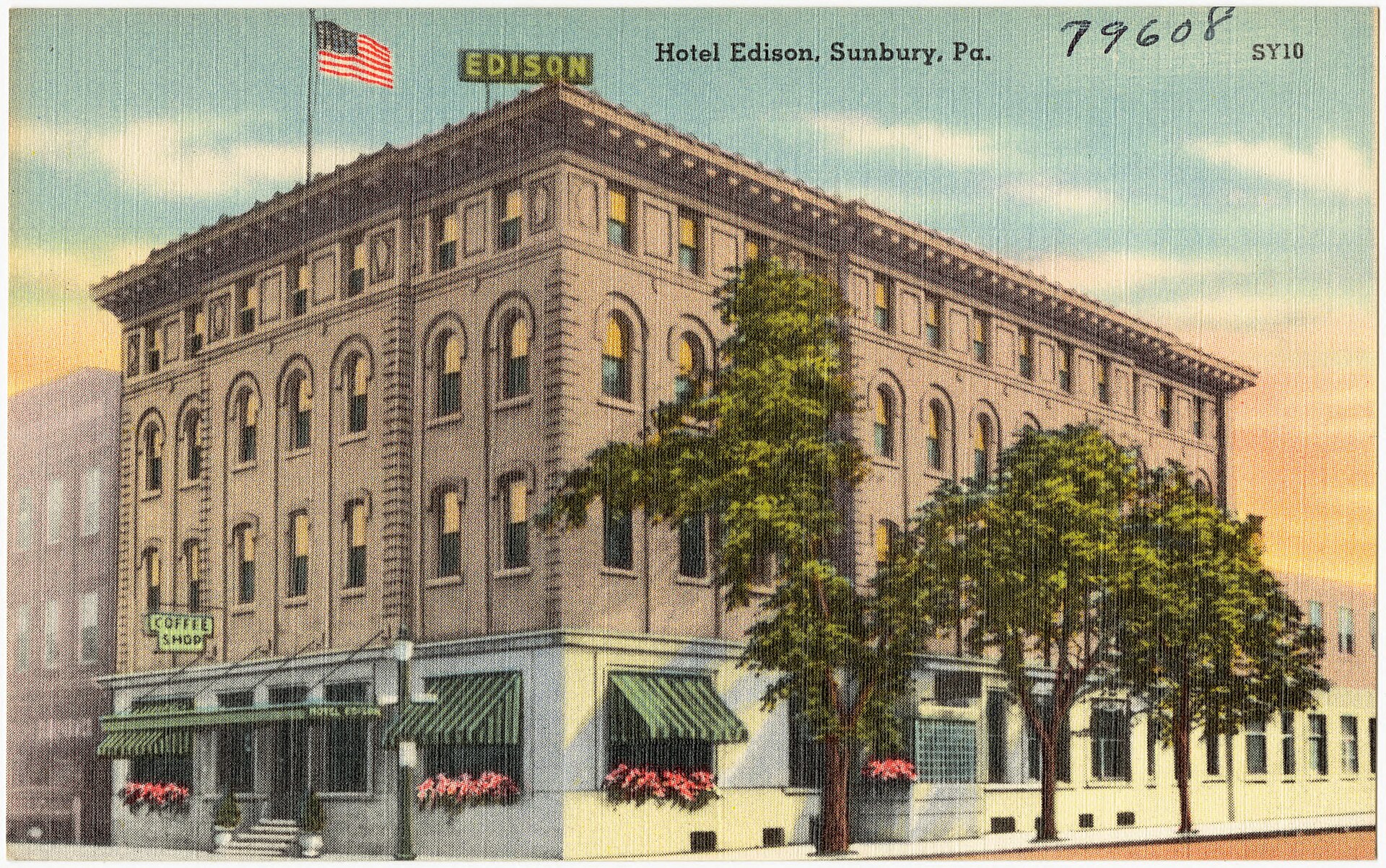Historic Hotel Edison in Sunbury PA where Edison demonstrated three-wire lighting
