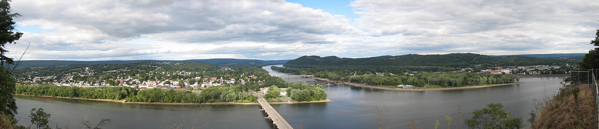Shikellamy State Park panorama of Sunbury and Northumberland Pennsylvania Susquehanna confluence