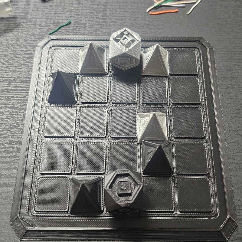 Physical Glyph Grid travel set prototype with electromagnets, designed by Phoenix.